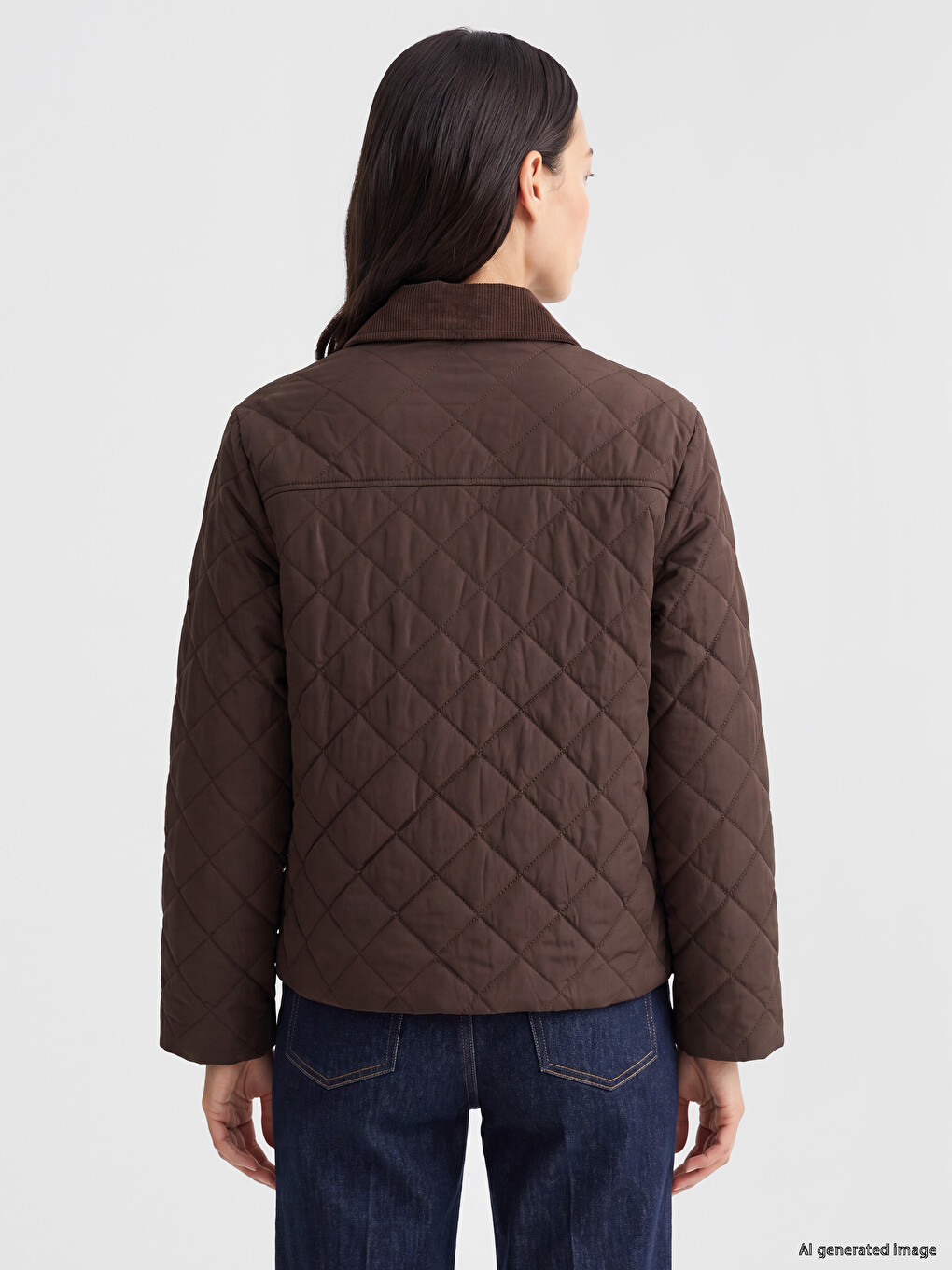 Velvet Collar Quilted Women's Puffer Coat-4