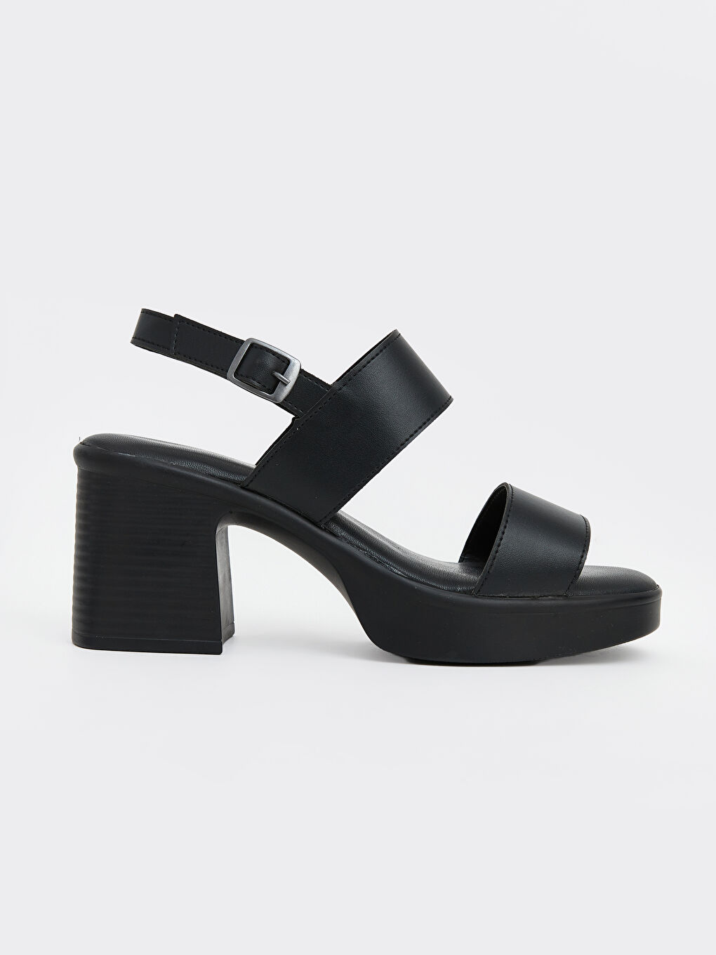 Siyah Çapraz Bantlı Kadın Topuklu Ayakkabı-1