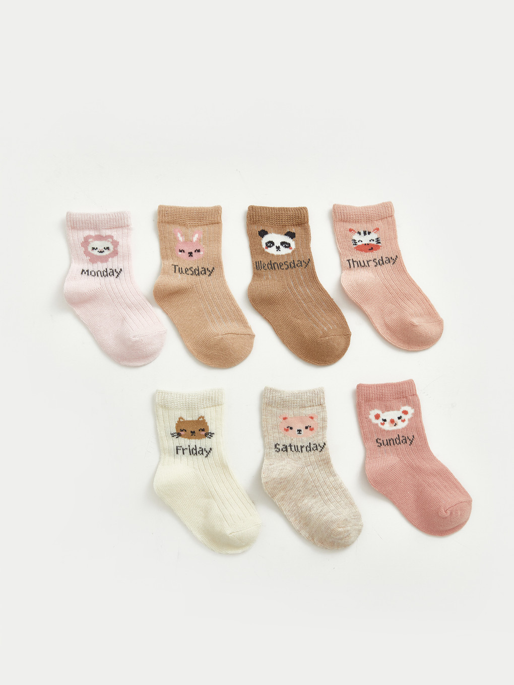 7 Pack Animal Figured Printed Baby Girls' Ankle Socks