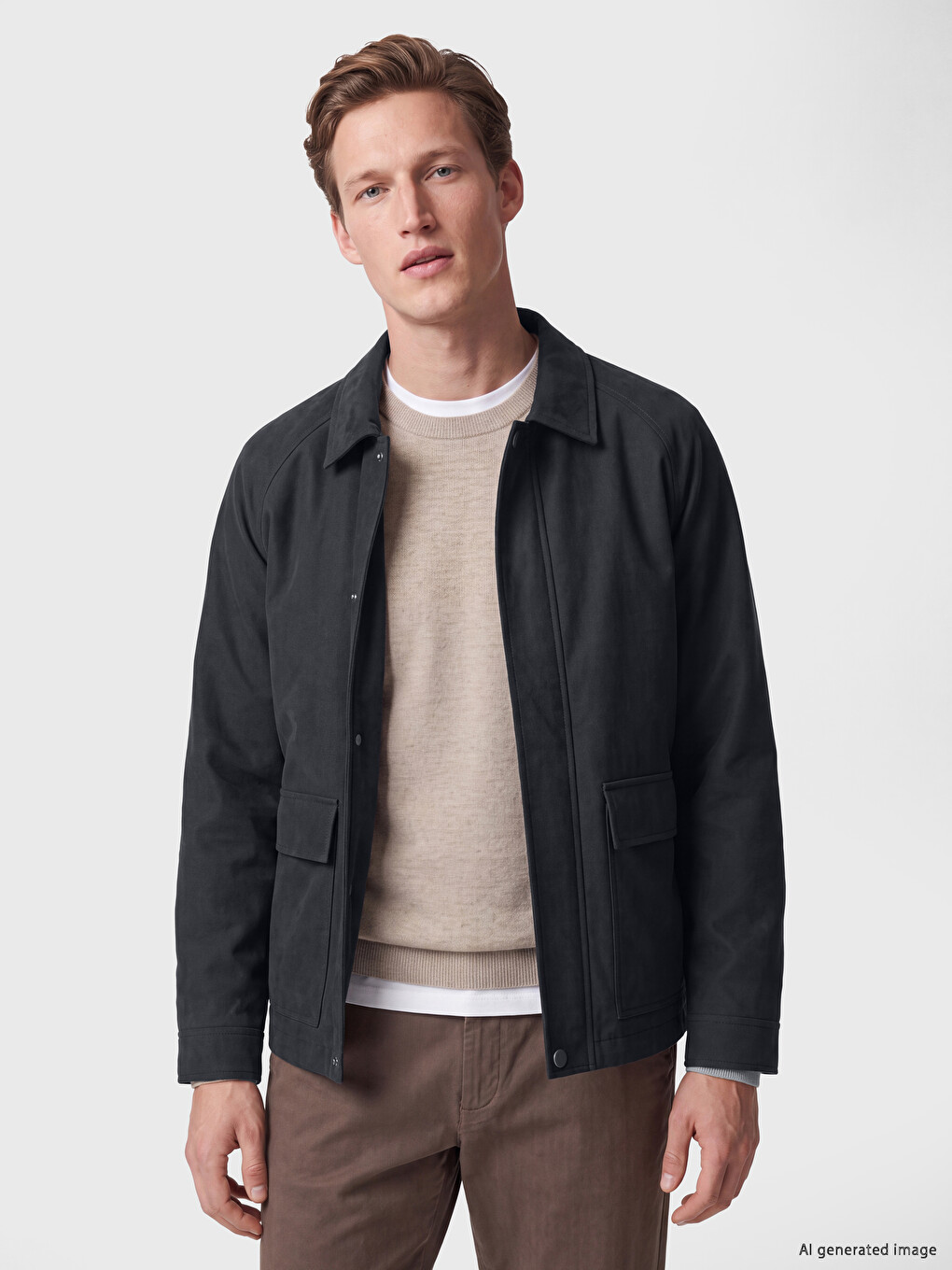 Regular Fit Shirt Collar Men's Jacket