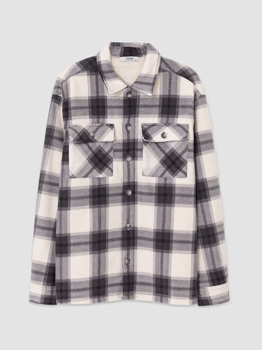 Gri Loose Fit Ekose Erkek Gömlek Ceket