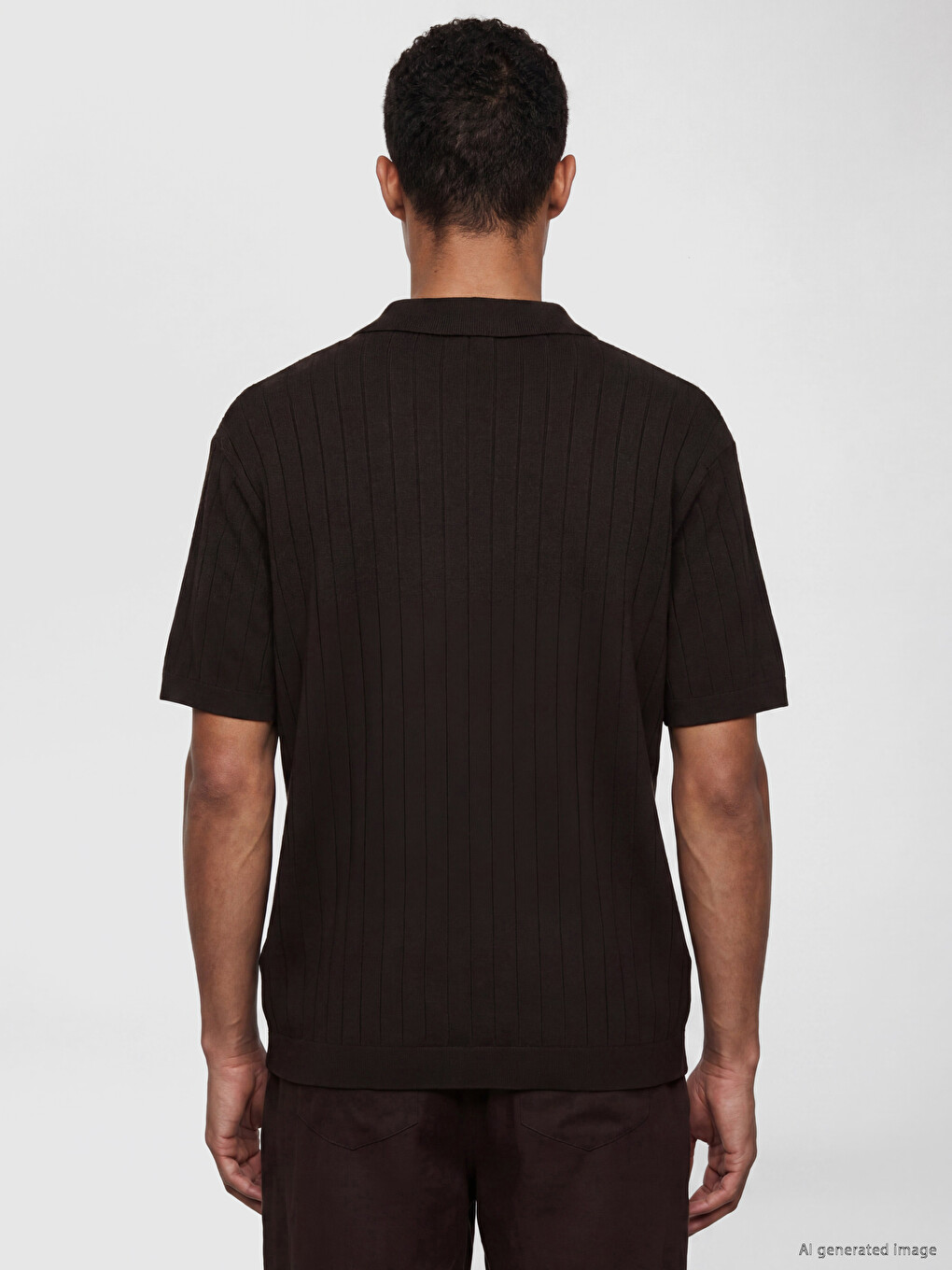 Pull En Maille À Col Polo Côtelé Pour Homme-3