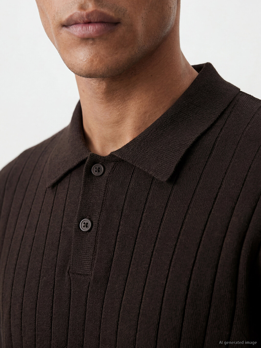 Pull En Maille À Col Polo Côtelé Pour Homme-1