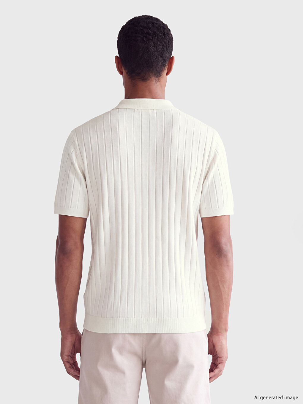 Pull En Maille À Col Polo Côtelé Pour Homme-2
