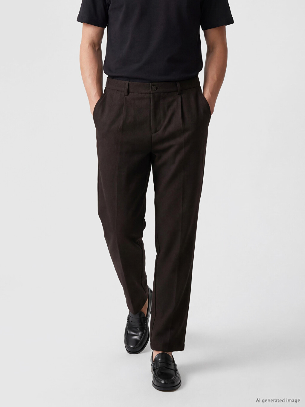 Pantalon Homme Plissé Standard Fit Effet Lin