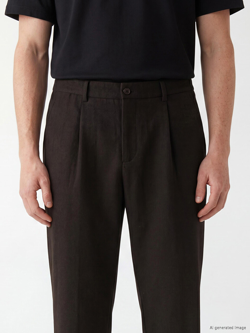 Pantalon Homme Plissé Standard Fit Effet Lin-2