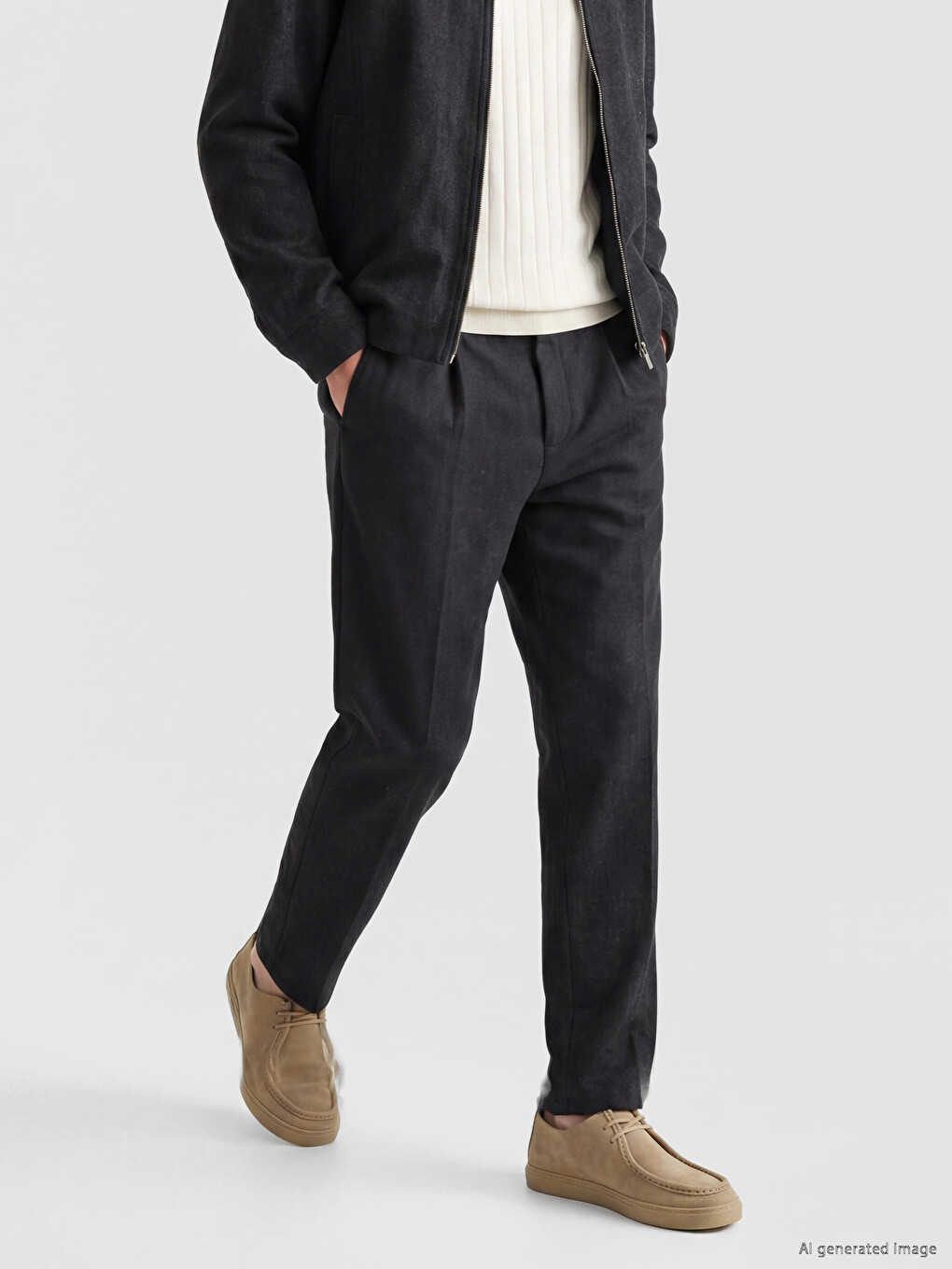Pantalon Homme Plissé Coupe Régulière