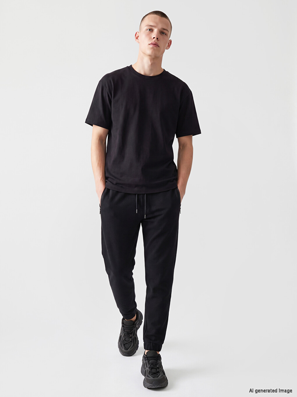 Siyah Regular Fit Erkek Jogger Eşofman Altı-1
