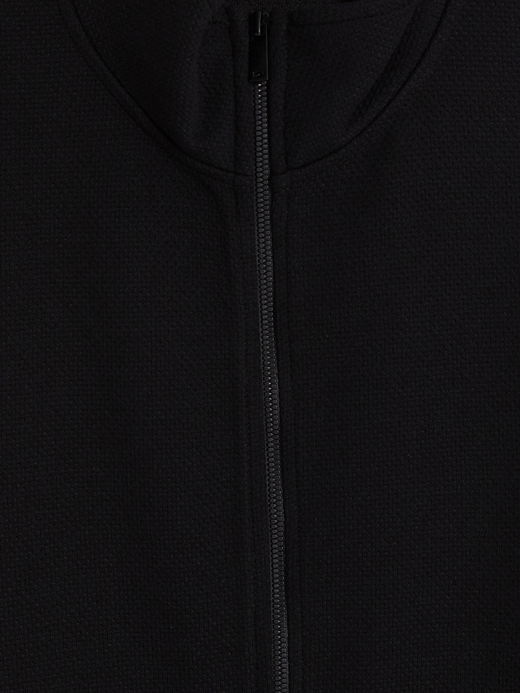 Siyah Dik Yaka Erkek Fermuarlı Sweatshirt-5