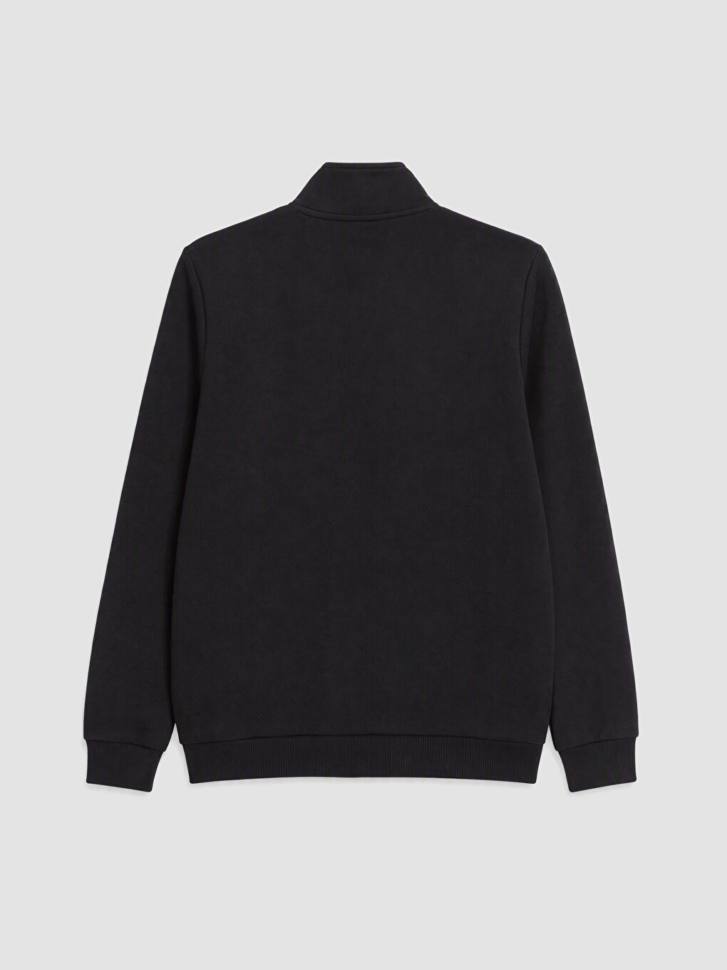 Siyah Dik Yaka Erkek Fermuarlı Sweatshirt-6