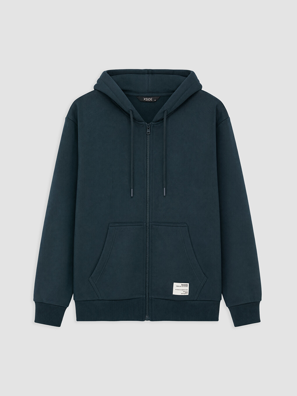 Petrol Kapüşonlu Erkek Fermuarlı Sweatshirt-5
