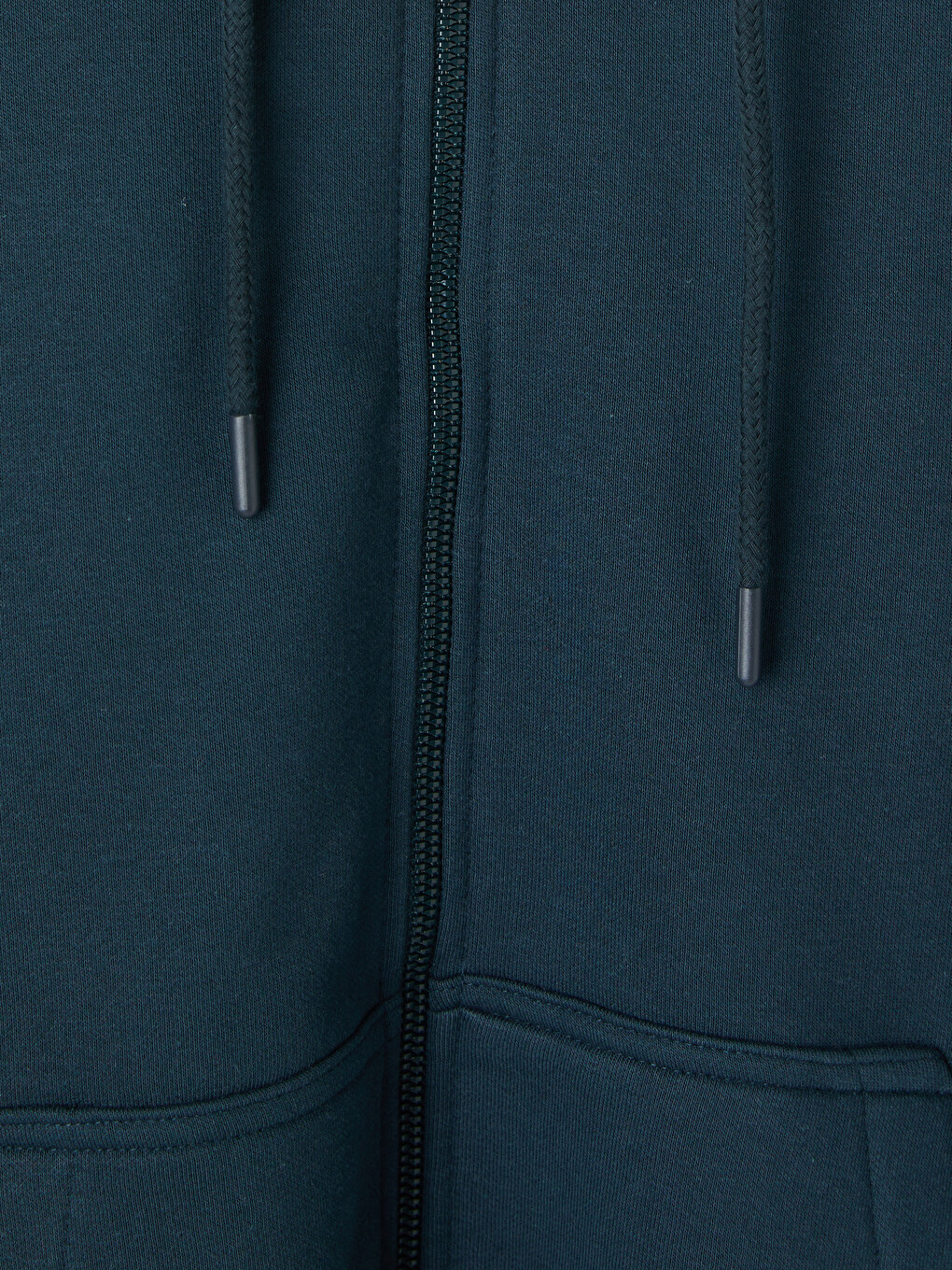 Petrol Kapüşonlu Erkek Fermuarlı Sweatshirt-7