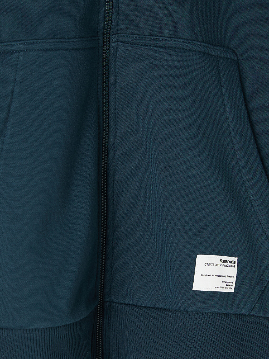 Petrol Kapüşonlu Erkek Fermuarlı Sweatshirt-8