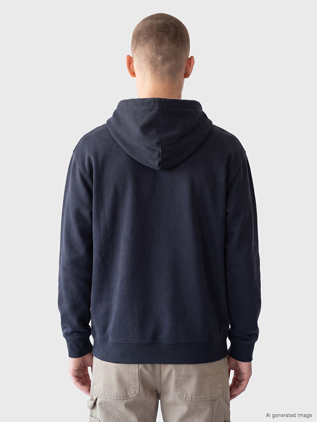 Lacivert Regular Fit Kapüşonlu Erkek Fermuarlı Sweatshirt-3