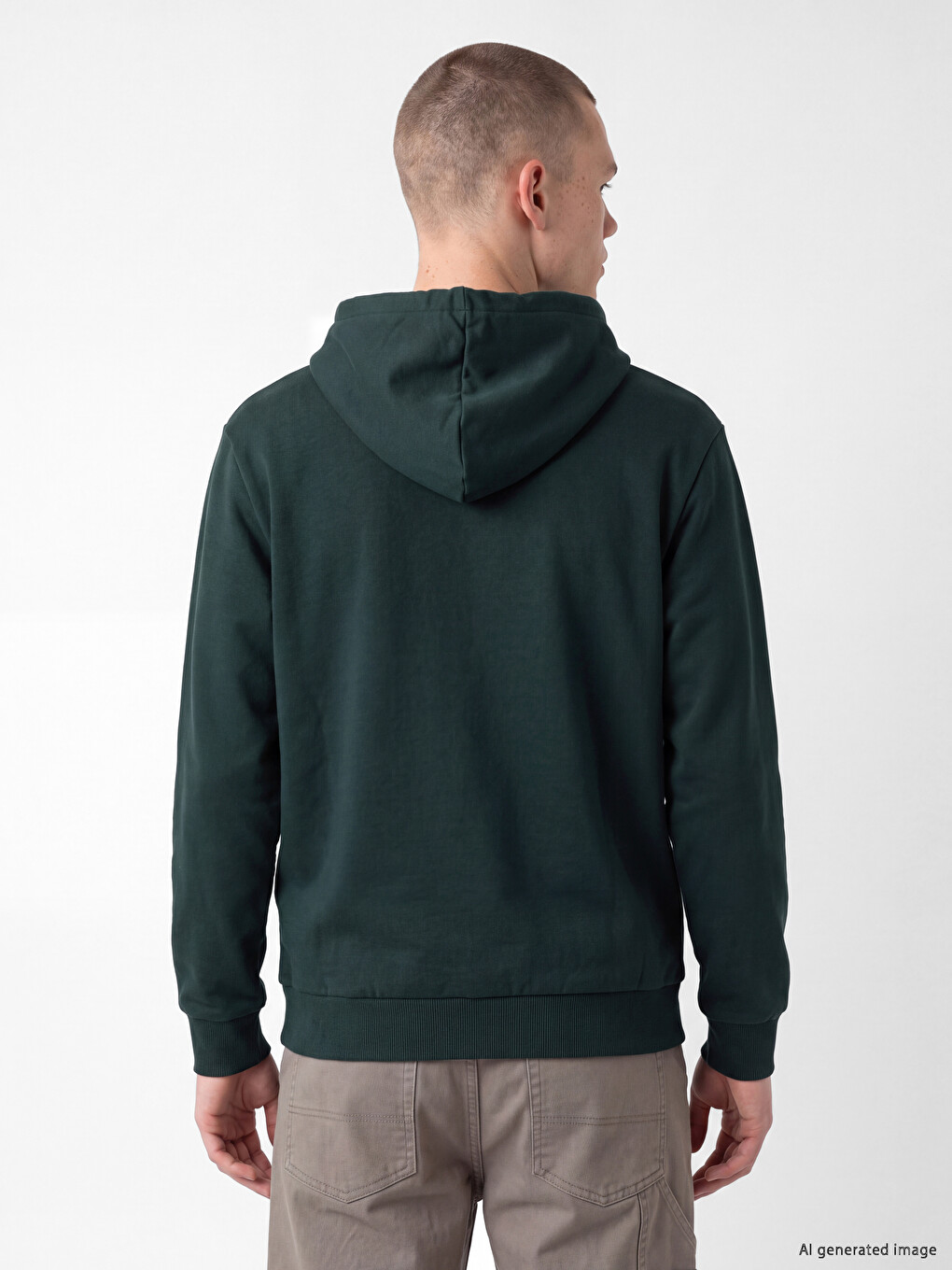 Petrol Kapüşonlu Erkek Fermuarlı Sweatshirt-4