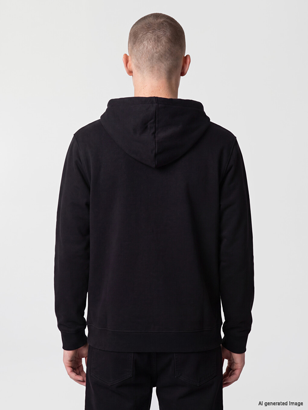 Siyah Regular Fit Kapüşonlu Erkek Fermuarlı Sweatshirt-3