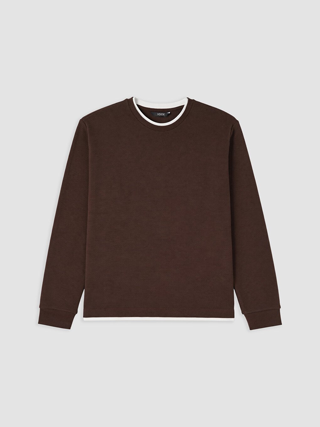 Kahverengi Bisiklet Yaka Erkek Sweatshirt-4