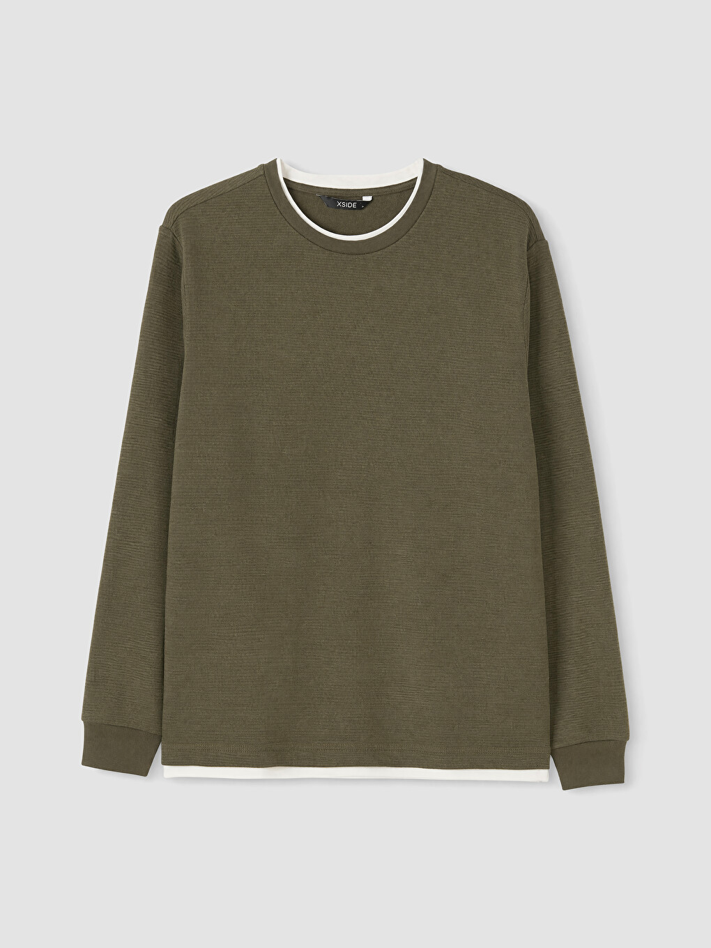 Yeşil Bisiklet Yaka Erkek Sweatshirt-4