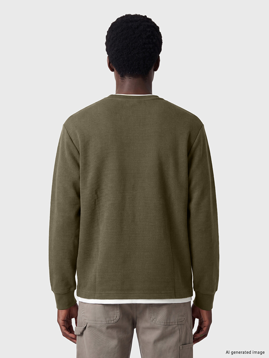 Yeşil Bisiklet Yaka Erkek Sweatshirt-3