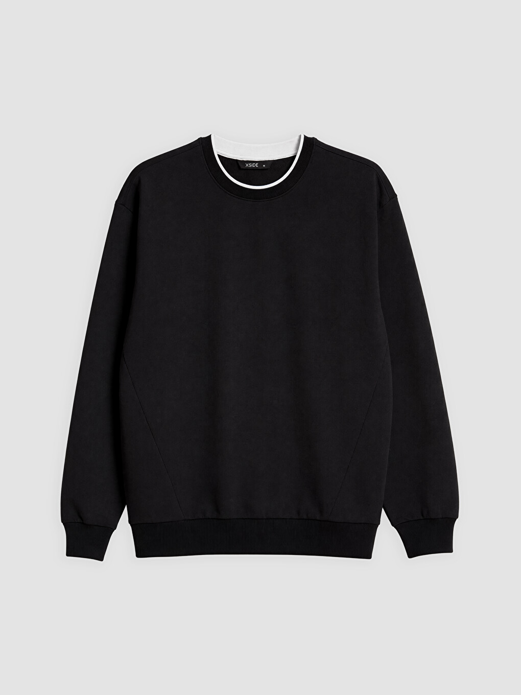 Siyah Bisiklet Yaka Erkek Sweatshirt-4