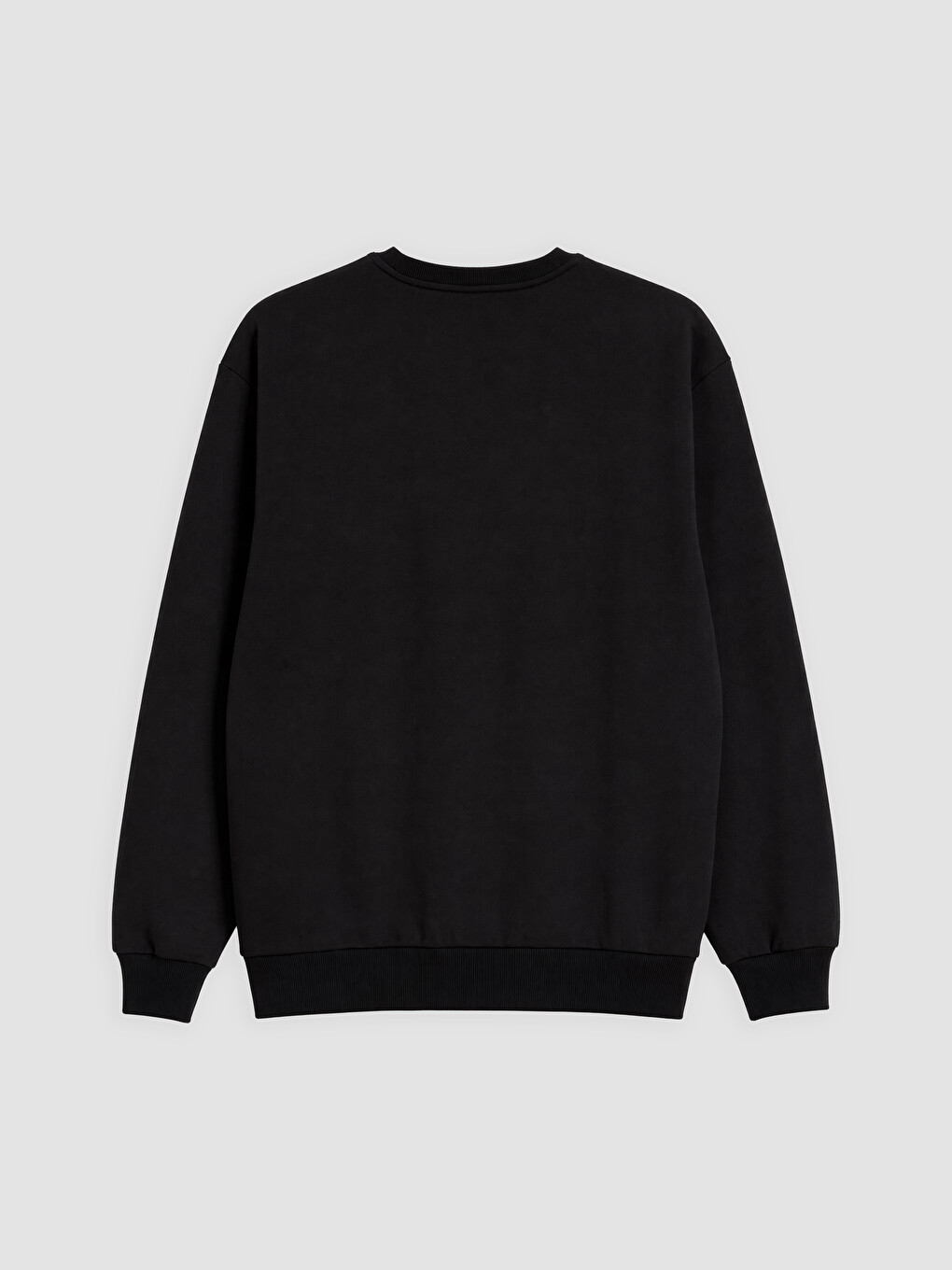 Siyah Bisiklet Yaka Erkek Sweatshirt-5