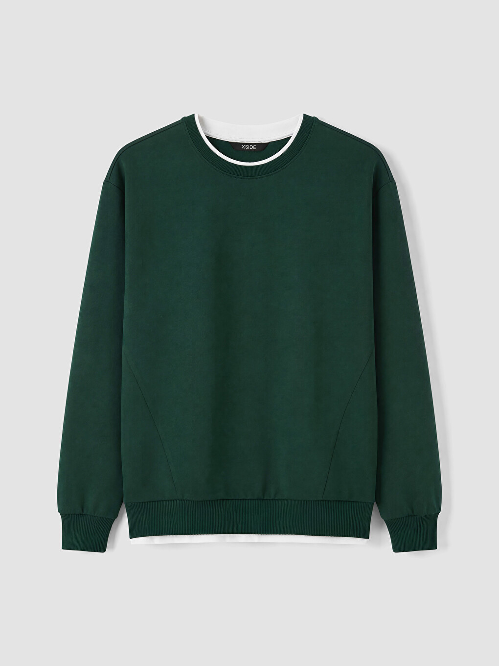 Yeşil Bisiklet Yaka Erkek Sweatshirt-4