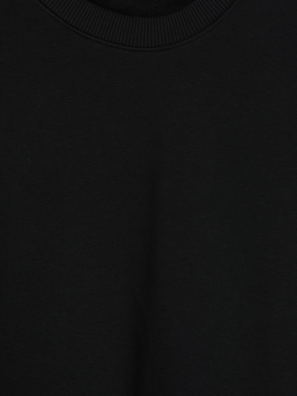 Siyah Bisiklet Yaka Erkek Kalın Sweatshirt-5
