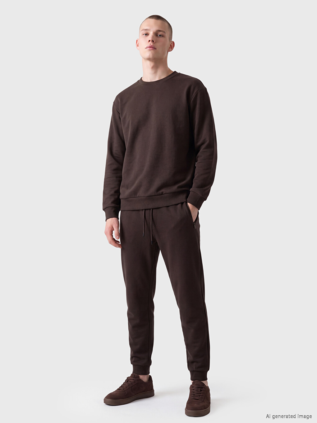 Crew Neck Men's Thick Sweatshirt-1