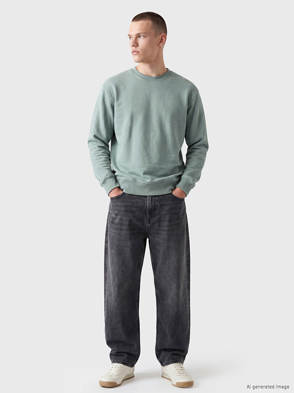 Crew Neck Men's Thick Sweatshirt-1