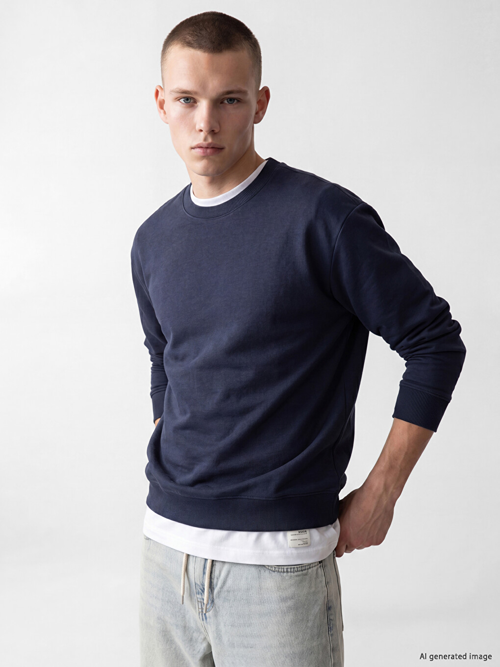 Crew Neck Men's Thick Sweatshirt