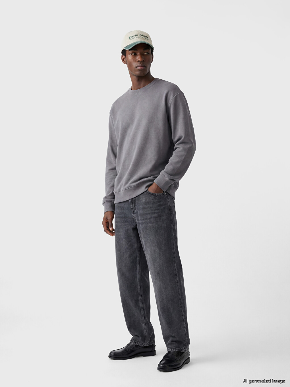 Crew Neck Men's Thick Sweatshirt-1
