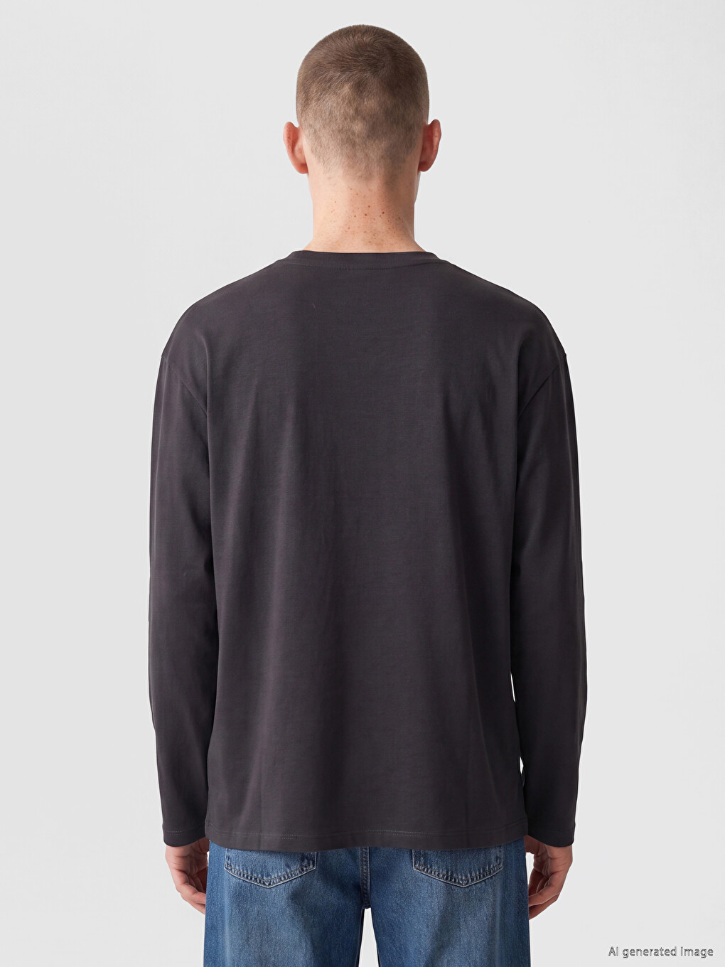 Antrasit Bisiklet Yaka Erkek Sweatshirt-3