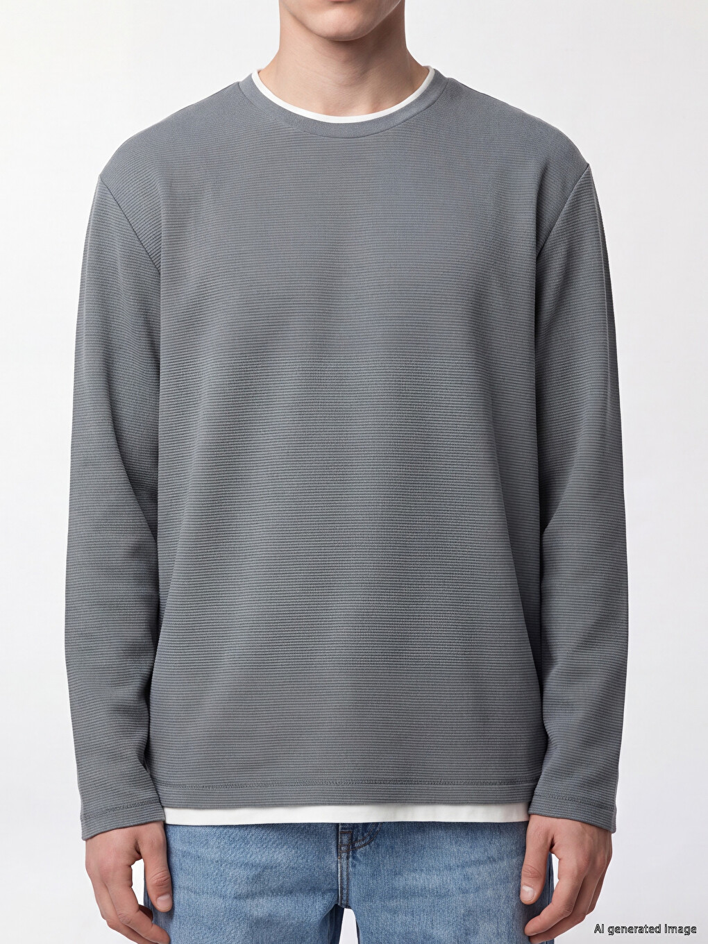 Mavi Bisiklet Yaka Erkek Sweatshirt-2