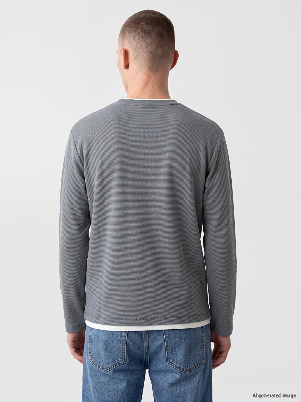 Mavi Bisiklet Yaka Erkek Sweatshirt-3