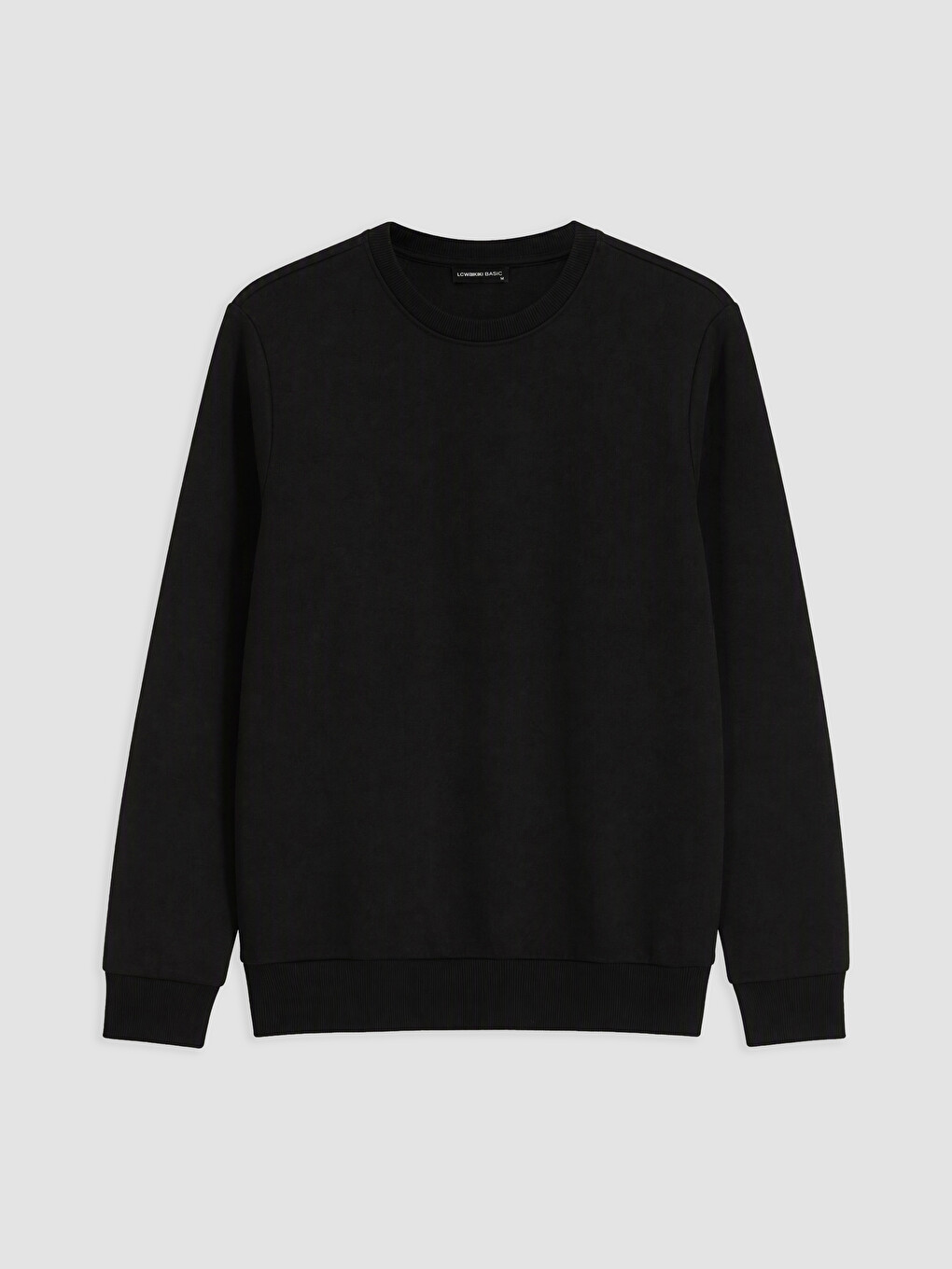 Siyah Bisiklet Yaka Erkek Kalın Sweatshirt-3