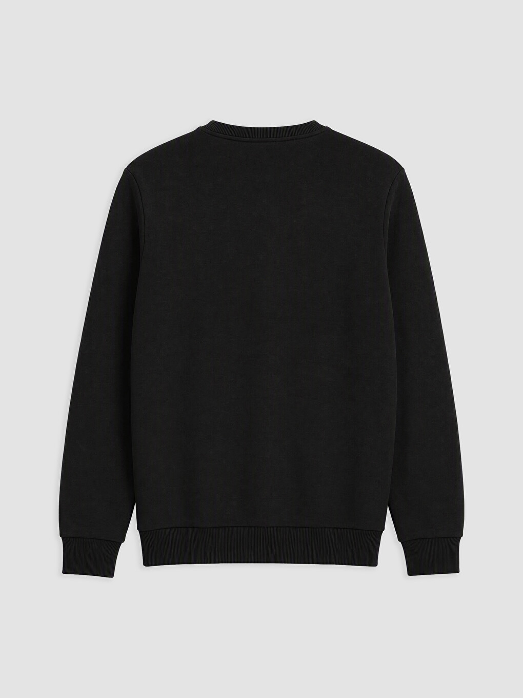 Siyah Bisiklet Yaka Erkek Kalın Sweatshirt-4