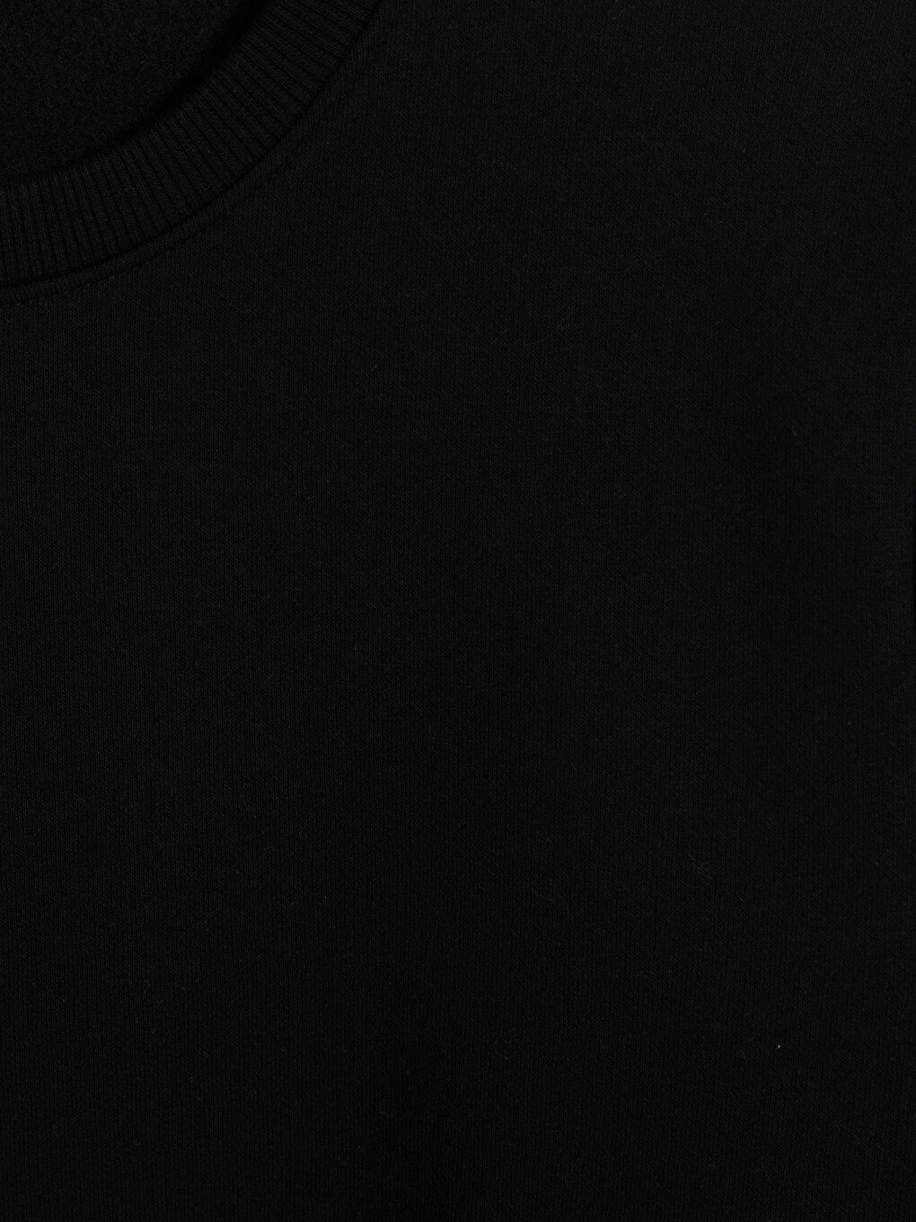 Siyah Bisiklet Yaka Erkek Kalın Sweatshirt-5
