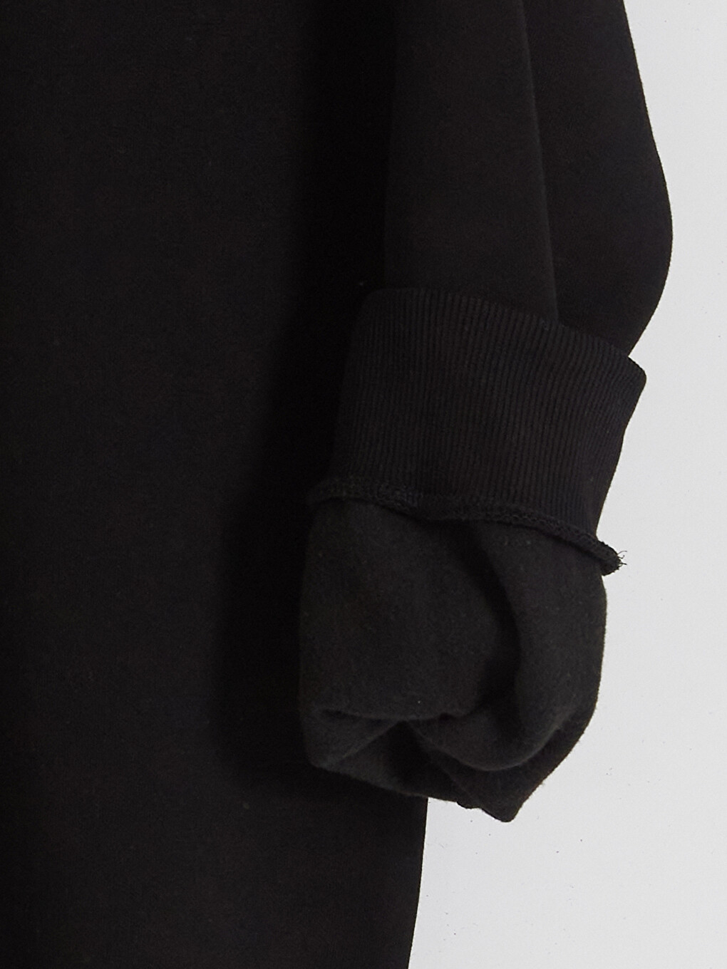 Siyah Bisiklet Yaka Erkek Kalın Sweatshirt-6