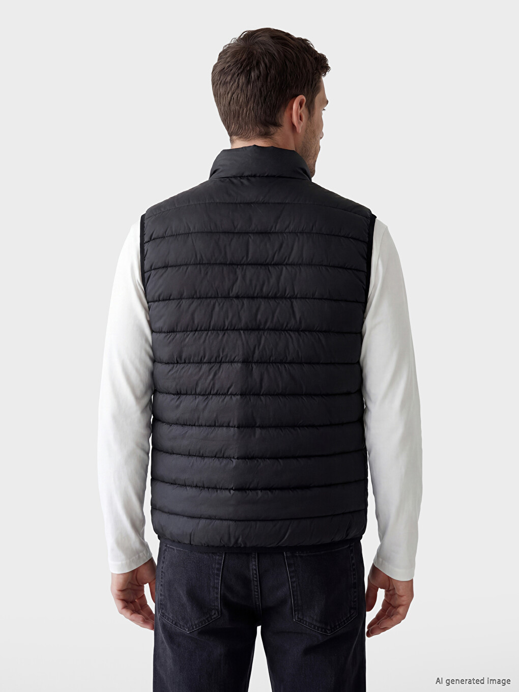 Siyah Regular Fit Dik Yaka Kapitone Erkek Şişme Yelek-2