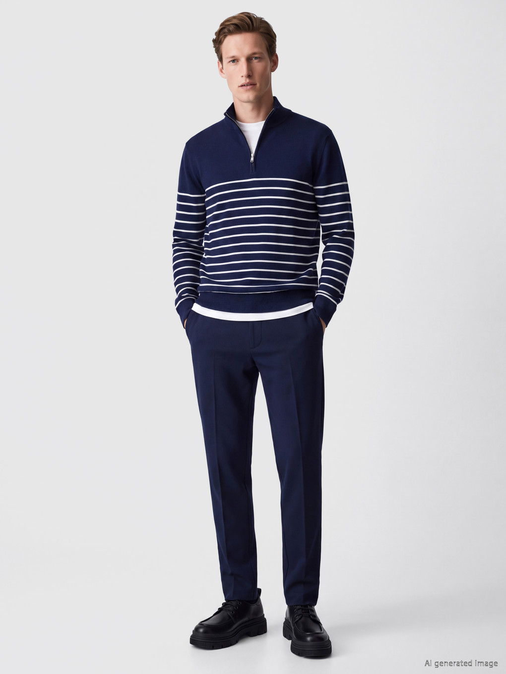 Mock Neck Striped Men's Sweater-1