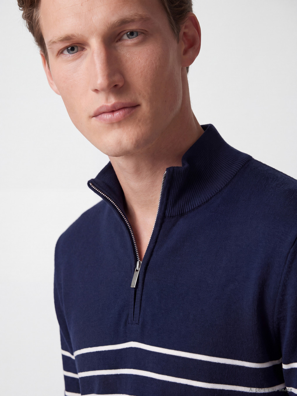 Mock Neck Striped Men's Sweater-2