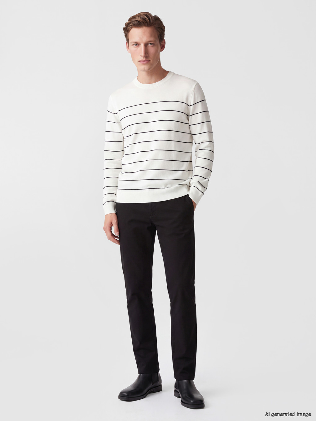 Crew Neck Striped Men's Knitwear Sweater-1