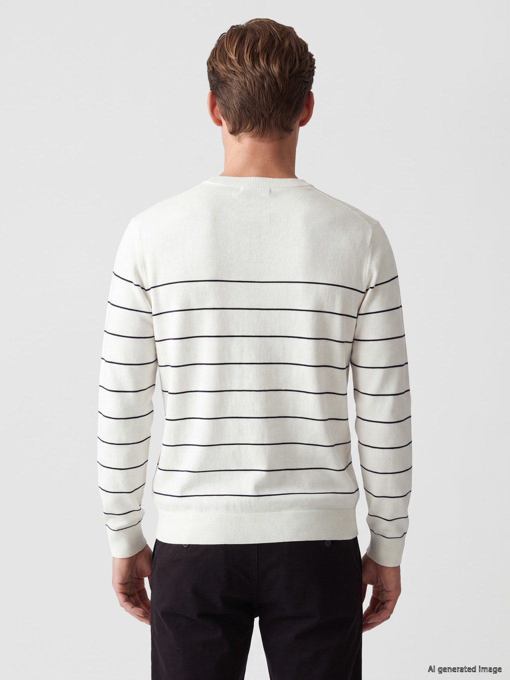 Crew Neck Striped Men's Knitwear Sweater-3