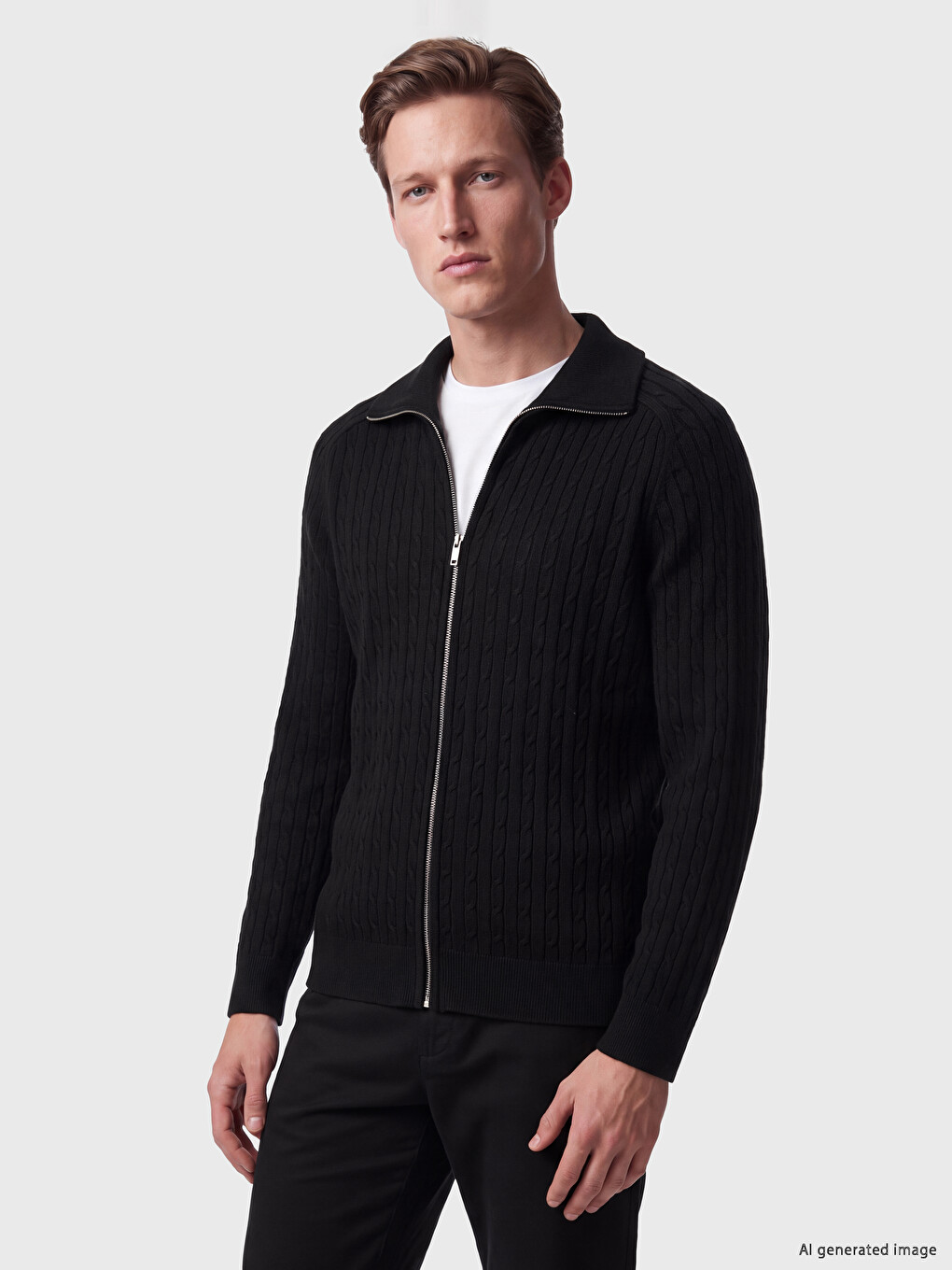 Siyah Regular Fit Erkek Triko Hırka