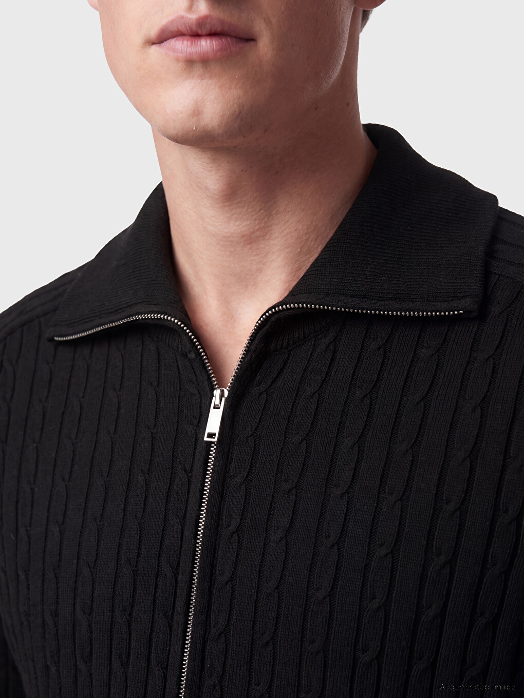 Siyah Regular Fit Erkek Triko Hırka-2