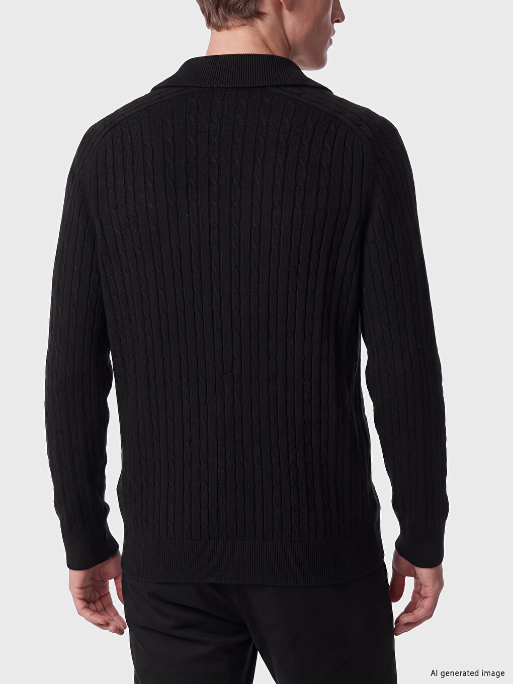 Siyah Regular Fit Erkek Triko Hırka-3