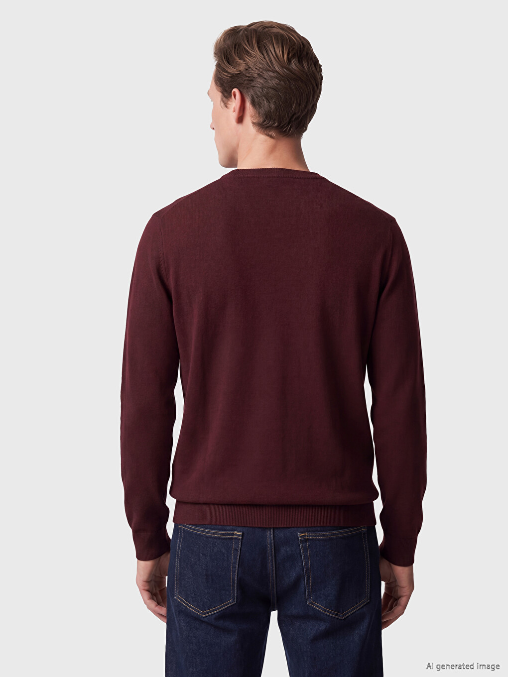 Crew Neck Wool Blended Men's Knitwear Sweater-3