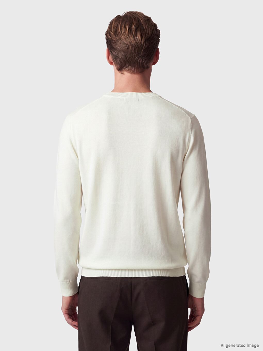 Crew Neck Wool Blended Men's Knitwear Sweater-3