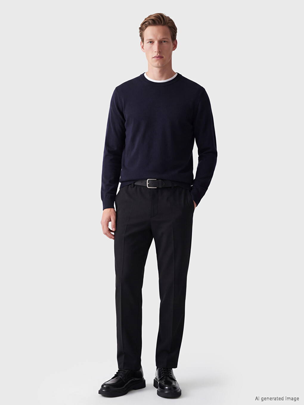 Crew Neck Wool Blended Men's Knitwear Sweater-1