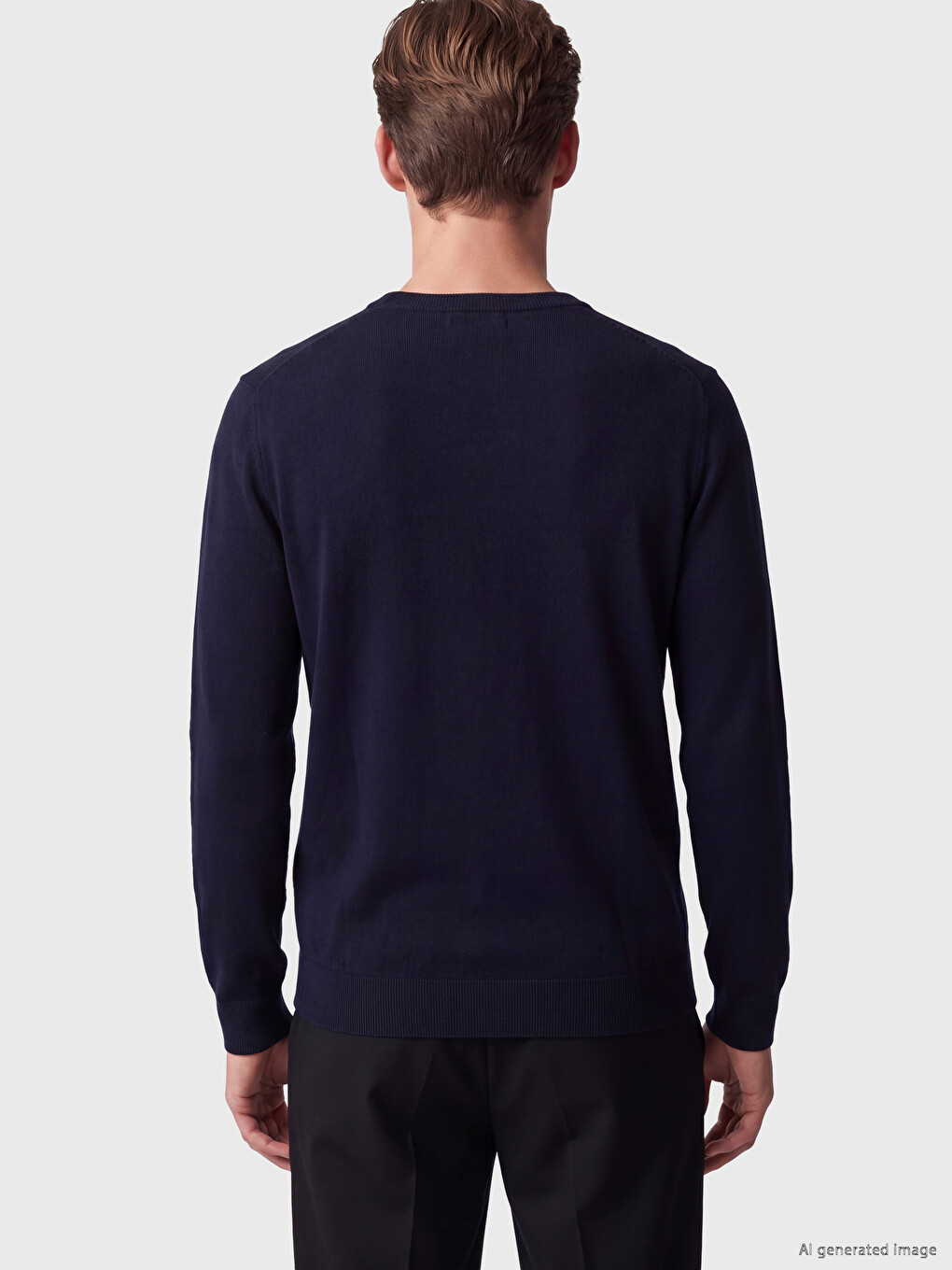 Crew Neck Wool Blended Men's Knitwear Sweater-3